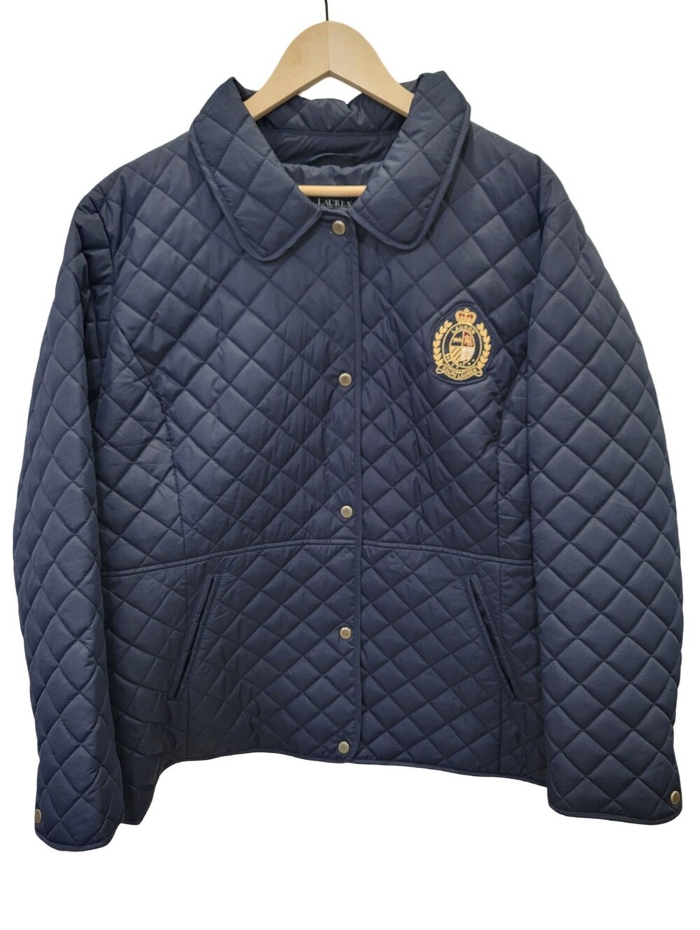 NWT Lauren Ralph Lauren Navy Quilted Jacket Crest Lightweight Coat Women’s 1X - Picture 3 of 17